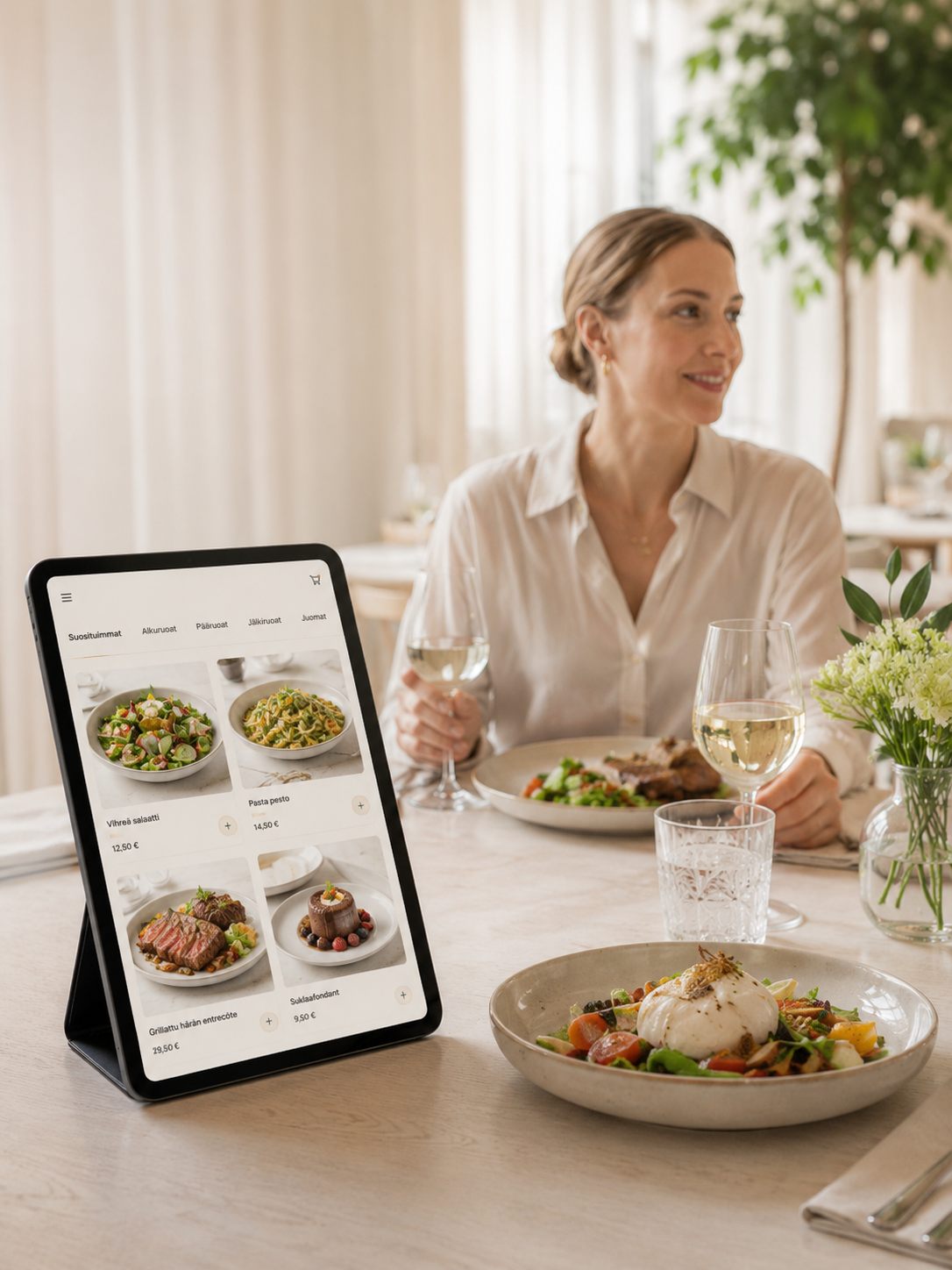 Creavo Order -tablettitilausjärjestelmä ravintolassa